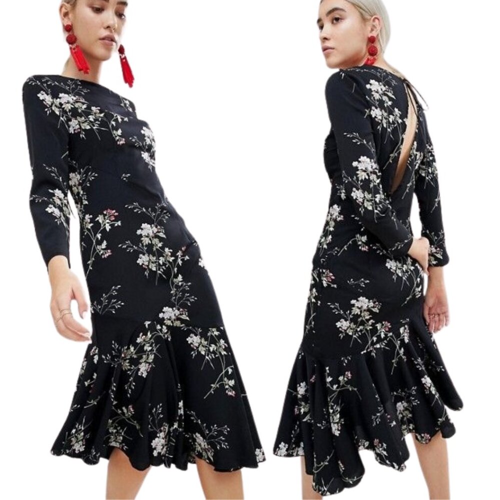 BooHoo Open Back Asymmetrical Hem Dress